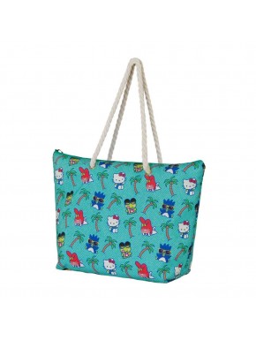 Bolsa de Praia Hello Kitty Palms turquesa com design de palmeiras