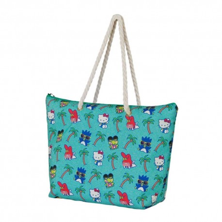 Bolsa de Praia Hello Kitty Palms turquesa com design de palmeiras