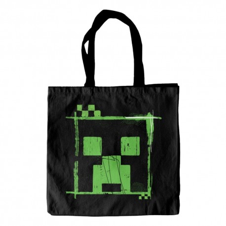 Bolsa preta Minecraft 42x38 cm com design verde