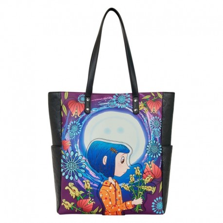 Bolsa canvas de Coraline con diseño floral colorido