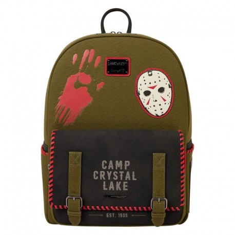 Sac à dos vert Vendredi 13 avec masque de Jason
