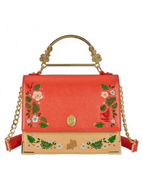 Bandoleira Disney Moana vermelha e bege com motivos florais