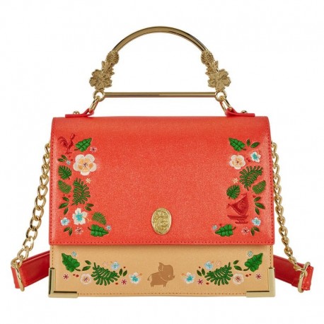 Sac bandoulière Disney Vaiana rouge et beige avec motifs floraux