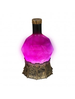 Lâmpada poção roxa em base de castelo medieval