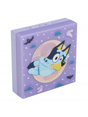 Lampe Bluey avec fond violet et design carré