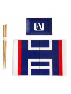 Conjunto de sushi My Hero Academia com pratos e hashis