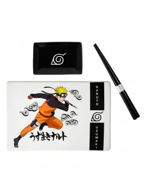 Set de sushi Naruto avec plateau, plat et baguettes