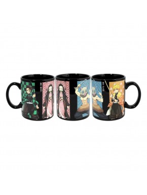 Mug noir Demon Slayer avec design de personnages thermosensible