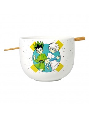 Bol blanc Hunter x Hunter avec personnages et baguettes
