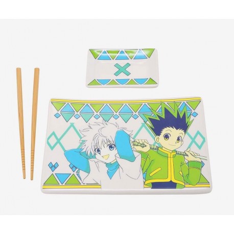 Conjunto de sushi cerâmico Hunter x Hunter com Gon e Killua