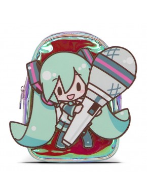 Mini-sac à dos iridescent Hatsune Miku avec illustration avant