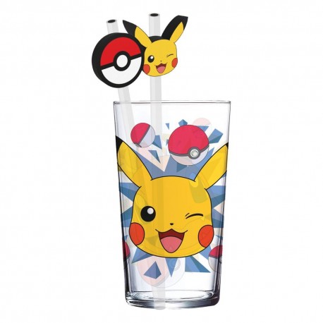 Verre Pokémon avec design de Pikachu et pailles