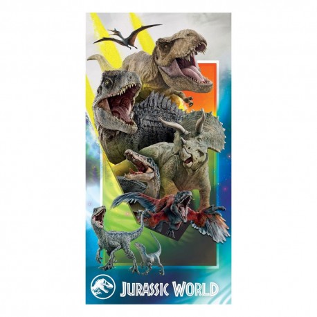 Serviette en coton Jurassic World avec dinosaures 140x70 cm