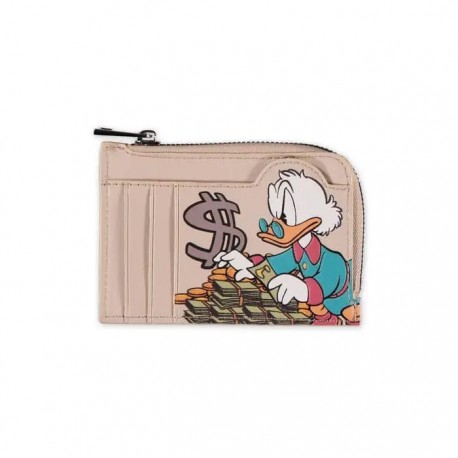 Porta-cartões bege com design de Scrooge McDuck e sacos de dinheiro