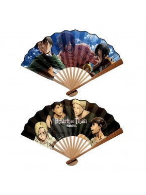 Abanico de Attack on Titan con personajes y diseño vibrante