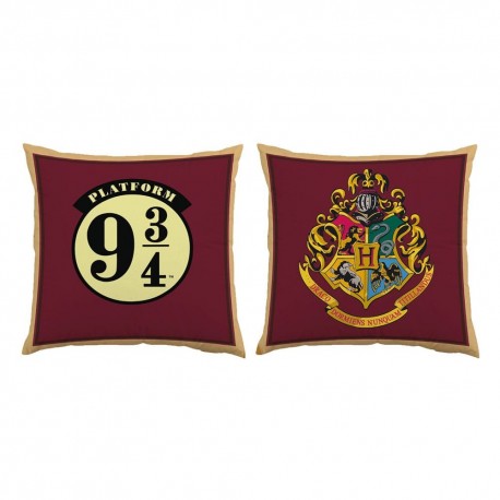 Coussin en peluche Harry Potter avec Quai 9¾ et blason de Poudlard