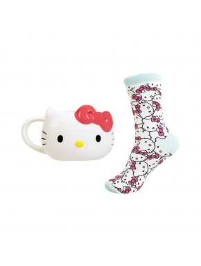 Set de taza y calcetines de Hello Kitty con diseño 3D
