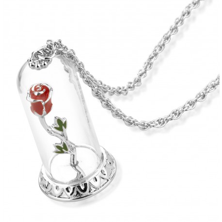 Pendant of white gold Rose Enchanted Beauty and The Beast