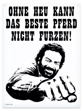 Placa de metal Bud Spencer 30x40 cm com frase em alemão
