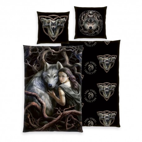 Jogo de cama Wolfs Anne Stokes com ilustração de lobos