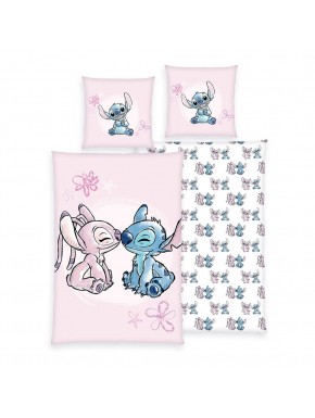 Roupa de cama Lilo & Stitch com design de personagens.
