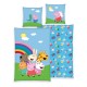 Peppa Pig ropa de cama azul con personajes y arco iris