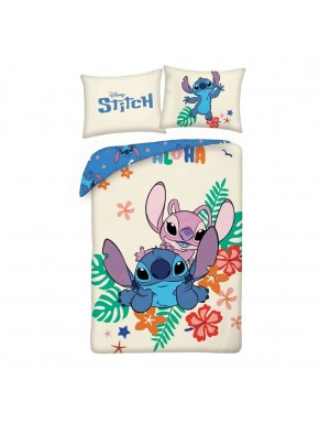 Funda nórdica de algodón con Stitch y Angel, 140x200 cm