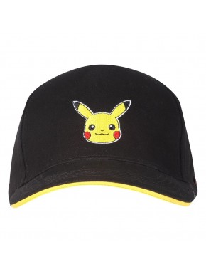 Casquette noire de Pikachu avec des détails jaunes.