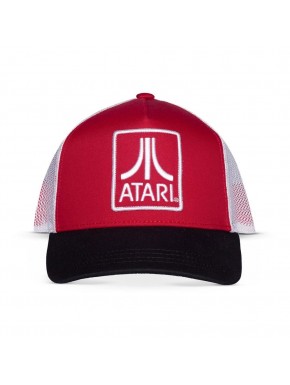 Gorra camionero roja y negra con logo Atari