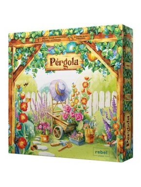 Caja del juego de mesa Pérgola ilustrada con un jardín