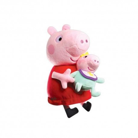 Peluche Peppa Pig avec bébé de 25 cm
