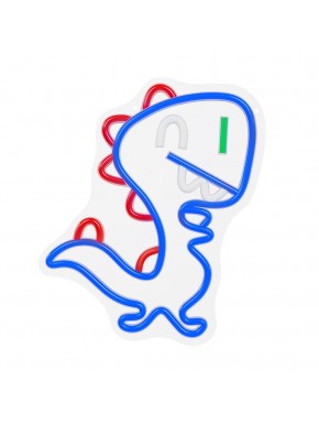 Lámpara LED neon dinosaurio azul y rojo