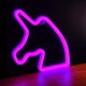 Lámpara LED de neón en forma de unicornio rosa