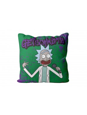 Cojín cuadrado de Rick y Morty con diseño Get Schwifty