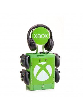 Torre de almacenamiento Xbox verde con soportes y cajón