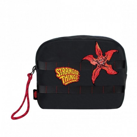 Trousse de toilette noire Stranger Things avec logo et Demogorgon