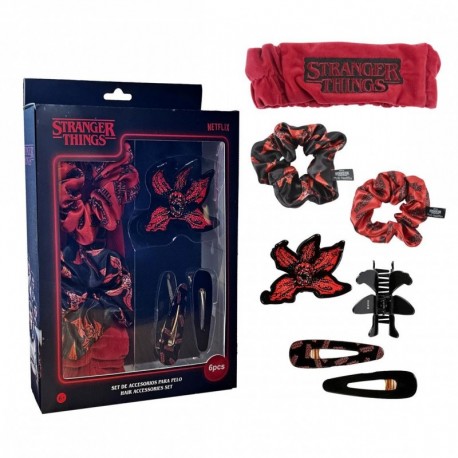 Ensemble d'accessoires pour cheveux Stranger Things rouge et noir