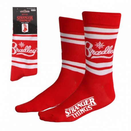 Chaussettes rouges Stranger Things avec logo blanc