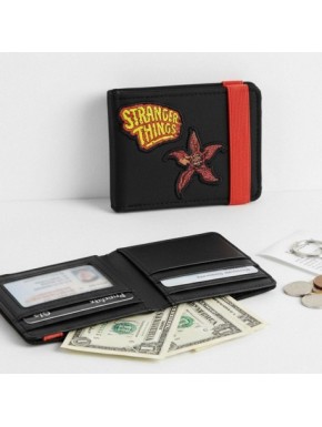 Cartera negra de polipiel Stranger Things con gráfico de Demogorgon