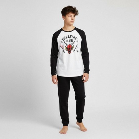 Pyjama long Hellfire Club Stranger Things en noir et blanc
