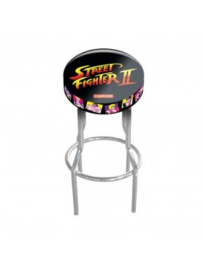 Banqueta retrô de Street Fighter II com estrutura cromada
