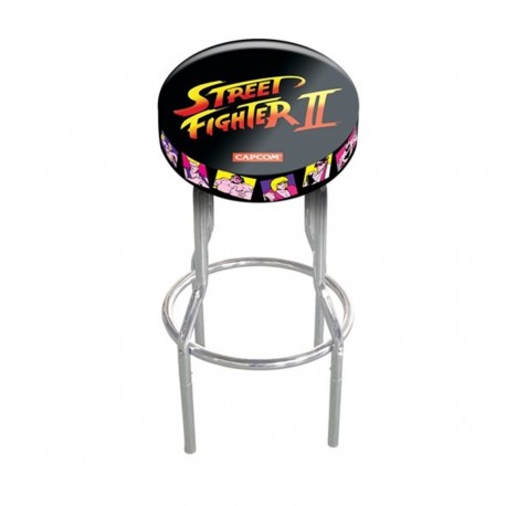 Banqueta retrô de Street Fighter II com estrutura cromada
