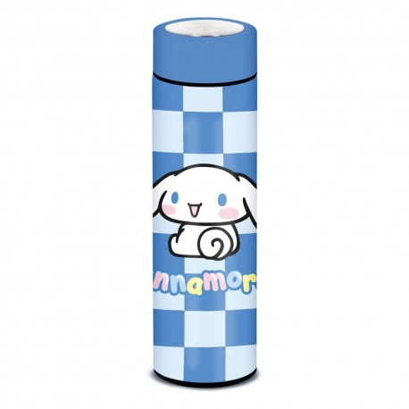 Botella termo de Sanrio Cinnamoroll azul con diseño vichy