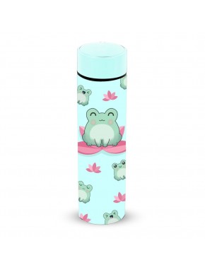 Botella termo azul Oh My Pop! con diseño de ranas