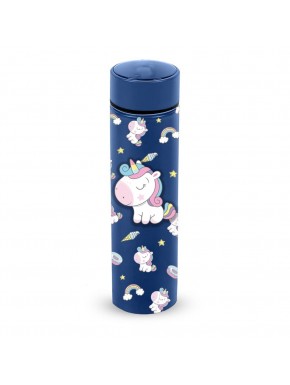 Termo Oh My Pop! Sweety con unicornios sobre fondo azul
