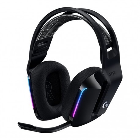 Auriculares inalámbricos negros Logitech G G733 con iluminación RGB