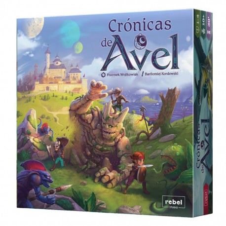 Caixa do jogo Crônicas de Avel e componentes