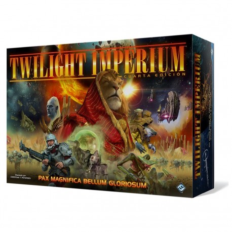 Caixa e componentes do jogo Twilight Imperium Quarta Edição