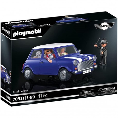 Playmobil Mini Cooper com figuras e acessórios dos anos 70