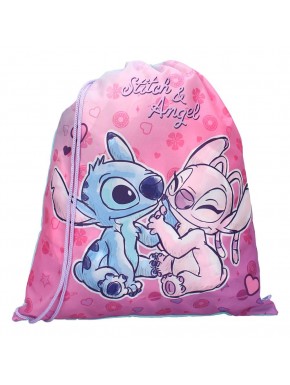 Bolsa de esporte rosa e azul com Stitch e Angel